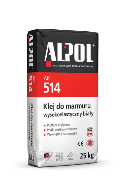 Klej do marmuru wysokoelastyczny biały AK 514, fot. Piotrowice II (marka Alpol)