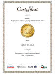 Certyfikat przyznania firmie Vetrex godła "Najwyższa Jakość Quality International 2012"