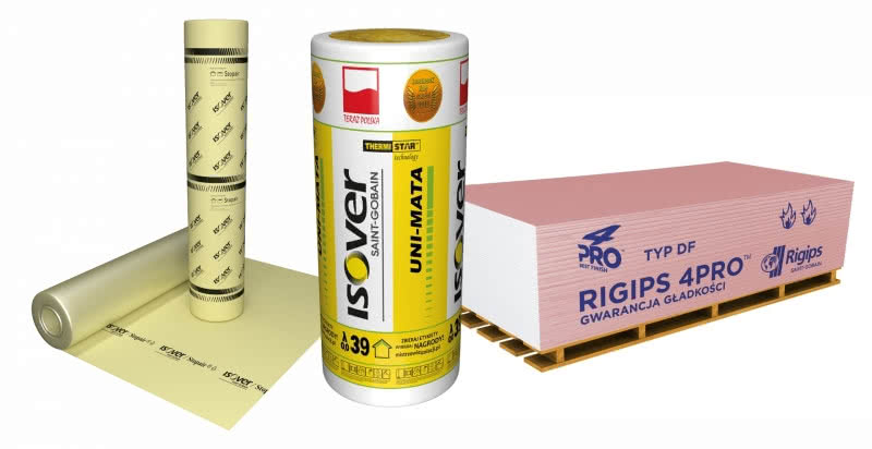ISOVER Uni-Mata z folią paroizolacyjną Stopair1104 i płytami Rigips 4PRO Fire+ typ DF ISOVER Uni-Mata z folią paroizolacyjną Stopair1104 i płytami Rigips 4PRO Fire+ typ DF