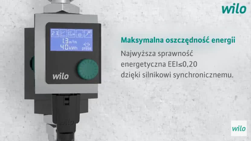 Maksymalna sprawność energetyczna pompy obiegowej Wilo-Stratos PICO dzięki połączeniu silnika EC, Dynamic Adapt i możliwości dokonywania precyzyjnych ustawień na wyświetlaczu LCD Maksymalna sprawność energetyczna pompy obiegowej Wilo-Stratos PICO dzięki połączeniu silnika EC, Dynamic Adapt i możliwości dokonywania precyzyjnych ustawień na wyświetlaczu LCD